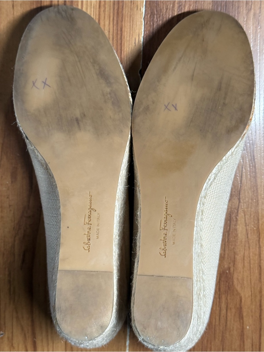 Salvatore Ferragamo Beige Canvas Espadrille Wedges - Picture 8 of 11